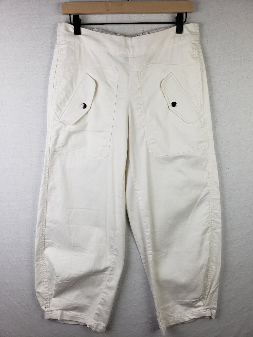 Banana Republic Linen Blend Barrel Pants Stretch White Utility Minimalist size M
